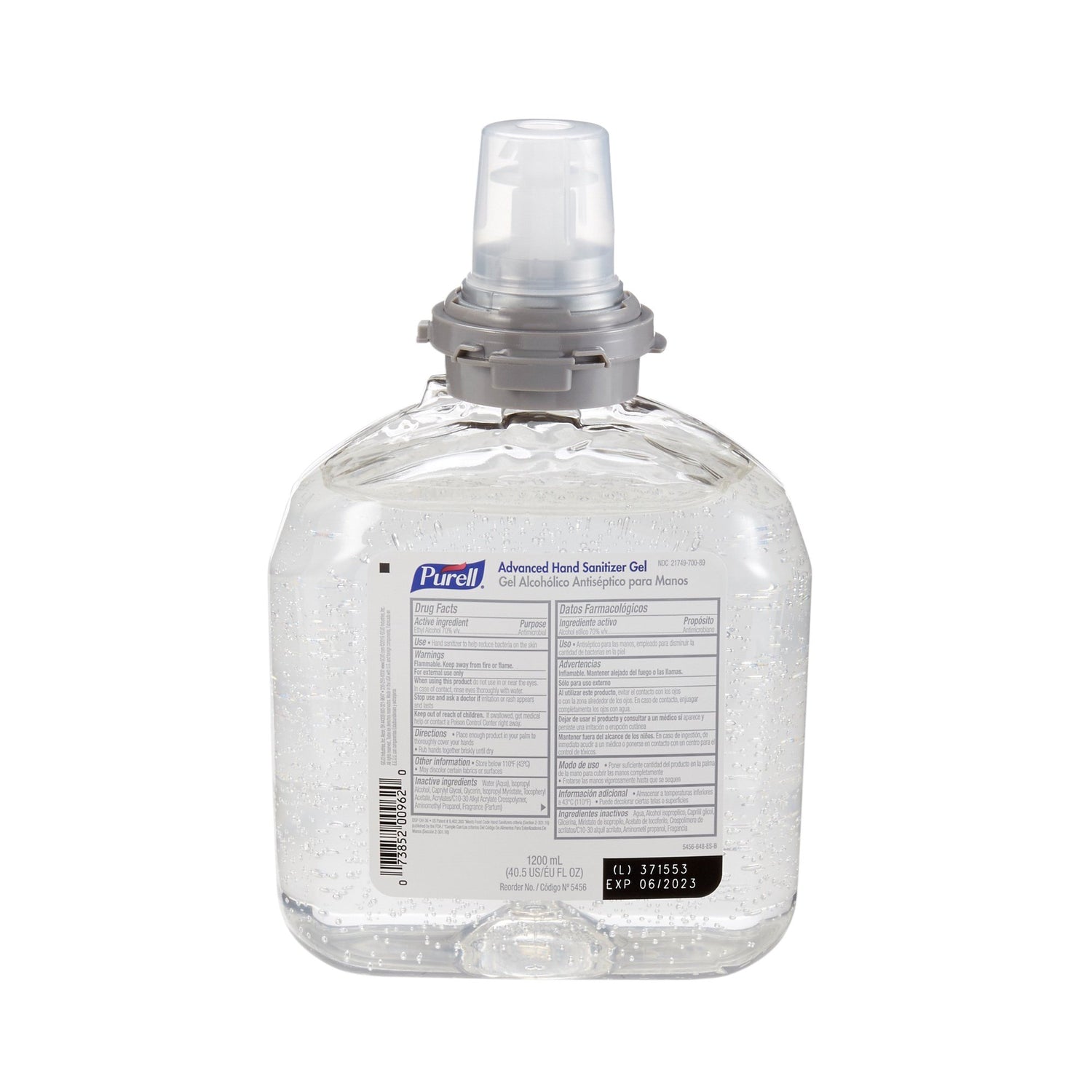 Hand Sanitizer Purell® Advanced 1,200 mL Ethyl Alcohol Gel Dispenser Refill Bottle - BeHope