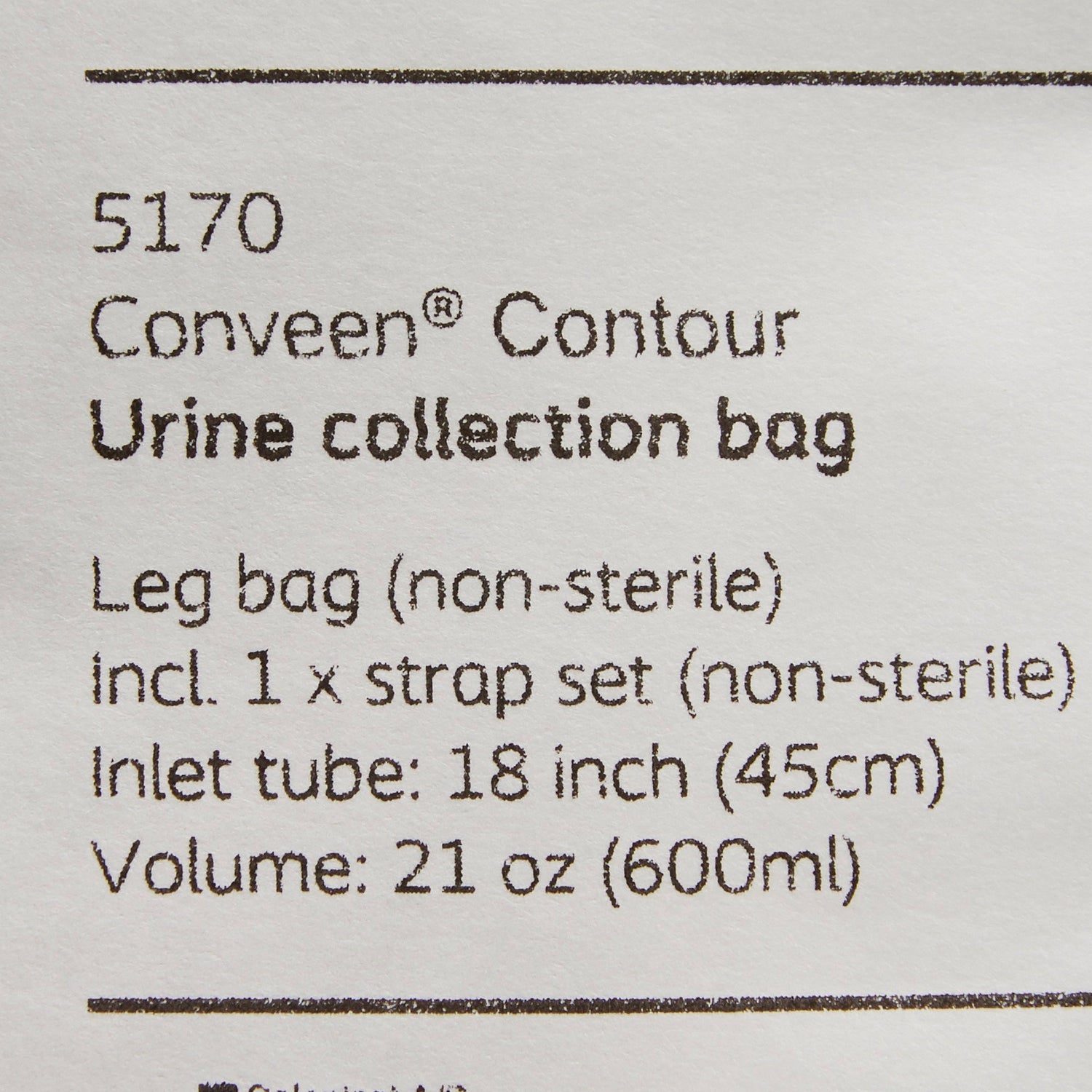 Urinary Leg Bag Conveen® Security+ Anti-Reflux Valve NonSterile 600 mL Polyethylene / Flocked - BeHope