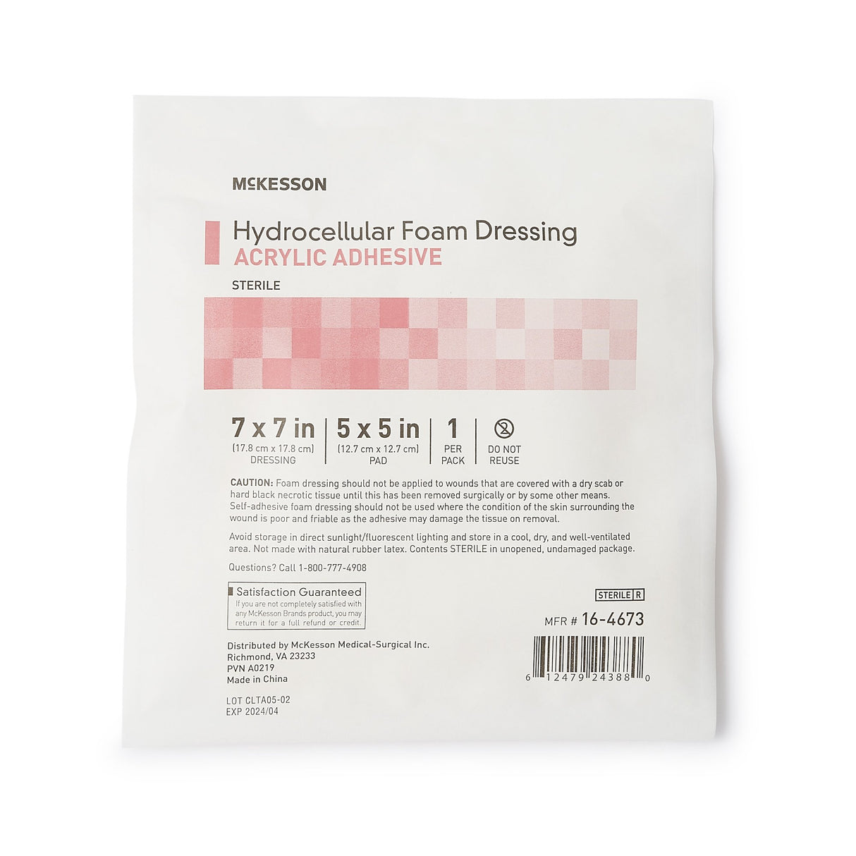 Foam Dressing McKesson 7 X 7 Inch With Border Film Backing Acrylic Adhesive Square Sterile - BeHope