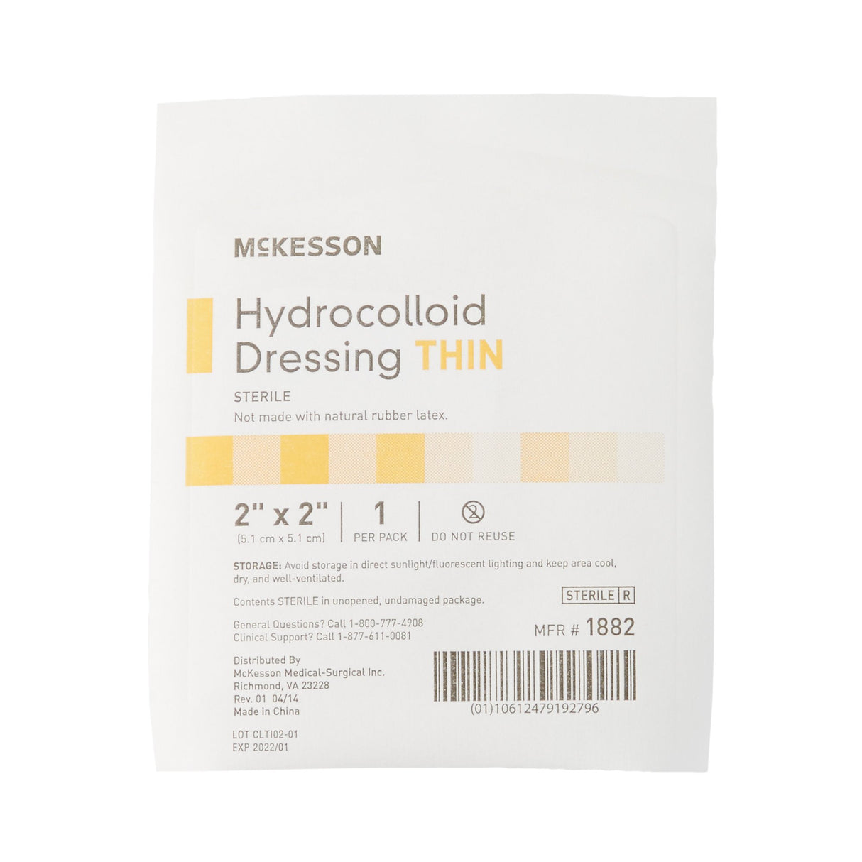 Thin Hydrocolloid Dressing McKesson Film Backing 2 X 2 Inch Square Hydrocolloid - BeHope