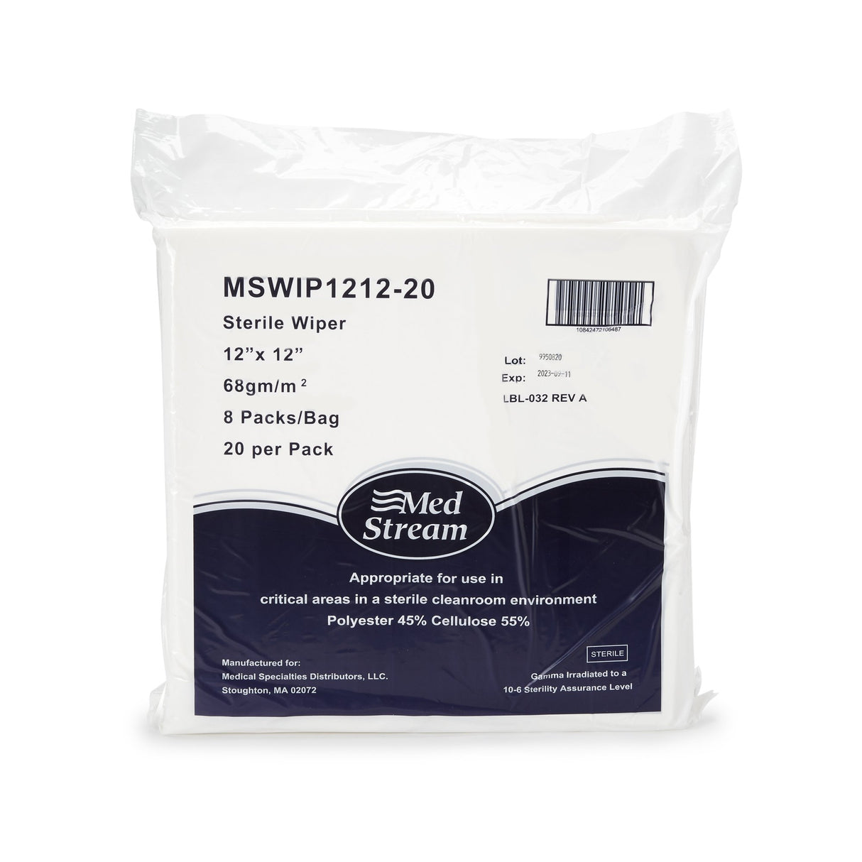 Cleanroom Wipe McKesson 20 Count Bag 12 X 12 Inch Sterile Disposable - BeHope