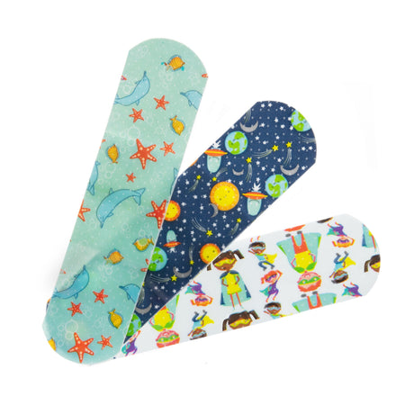 Adhesive Strip McKesson Kids™ Plastic Kid Design (Assorted Prints) 3/4 X 3 Inch Sterile - BeHope