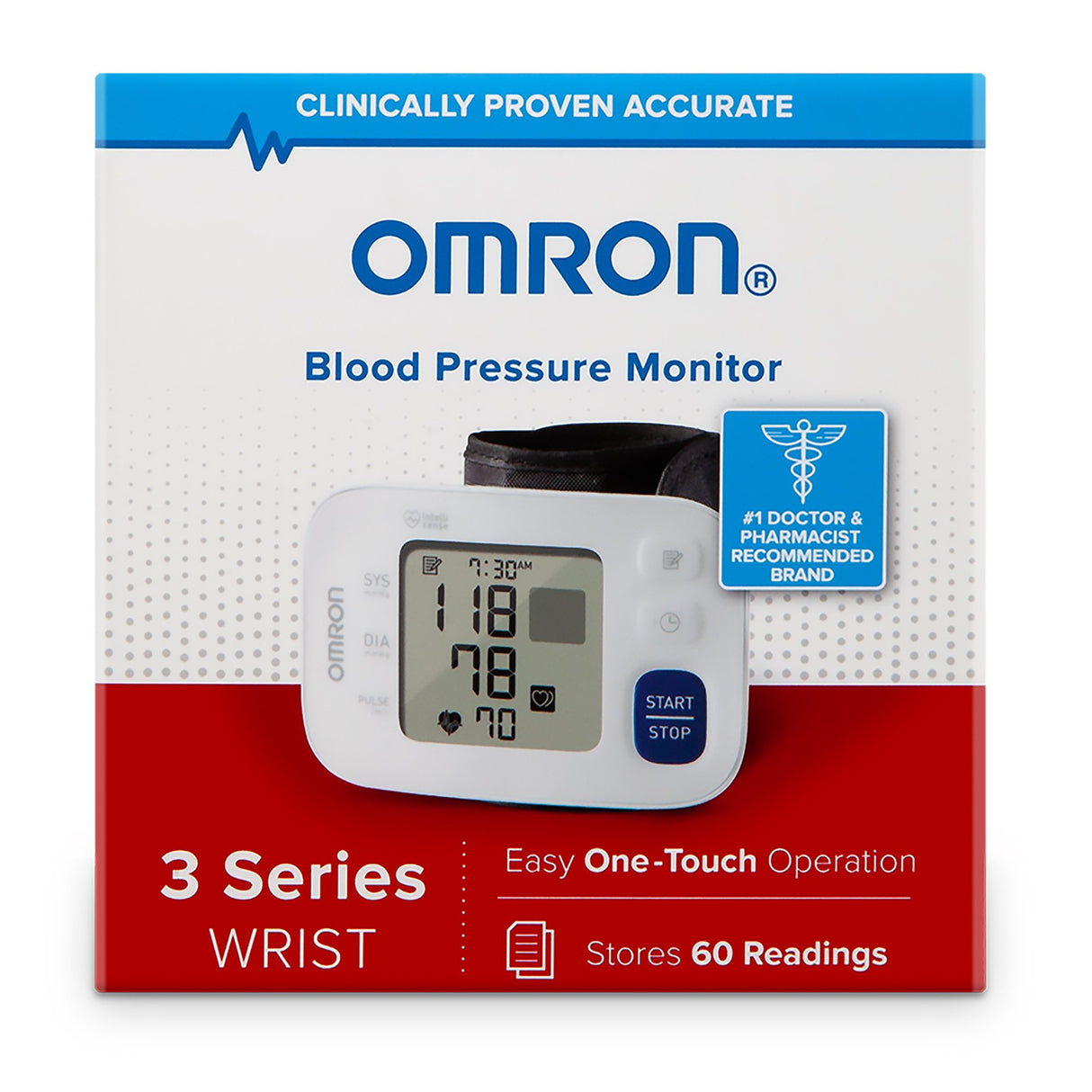 Home Automatic Digital Blood Pressure Monitor Omron®3 Series™ Large Cuff Nylon Cuff Wrist 5.3 to 8.5 Inch Mobile - BeHope
