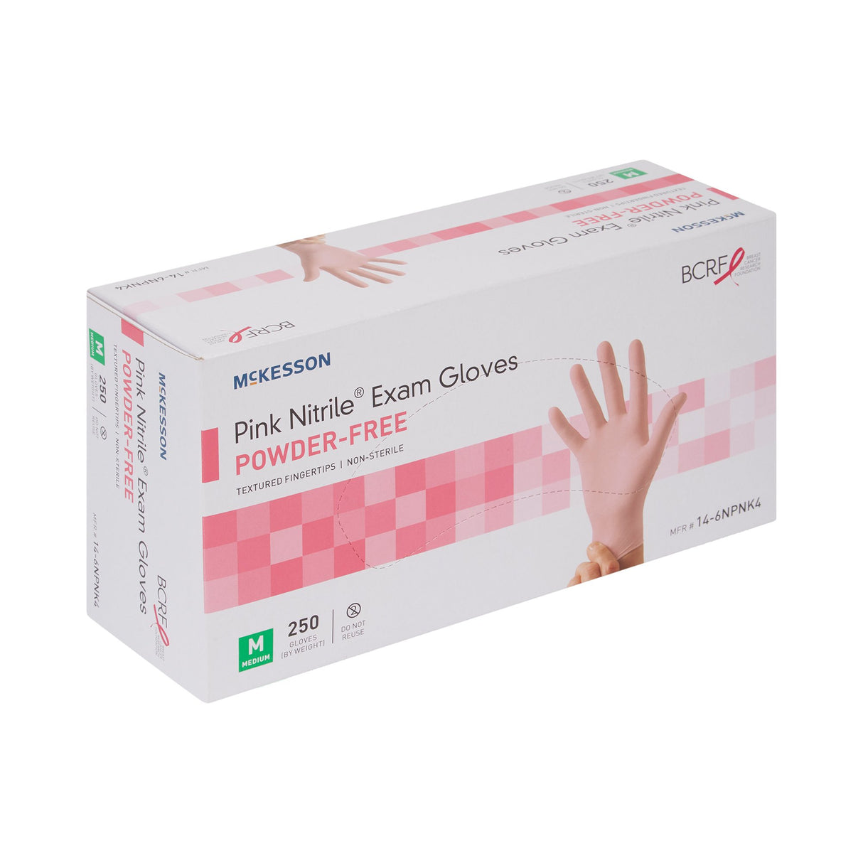 Exam Glove McKesson Pink Nitrile® Medium NonSterile Nitrile Standard Cuff Length Textured Fingertips Pink Not Rated - BeHope
