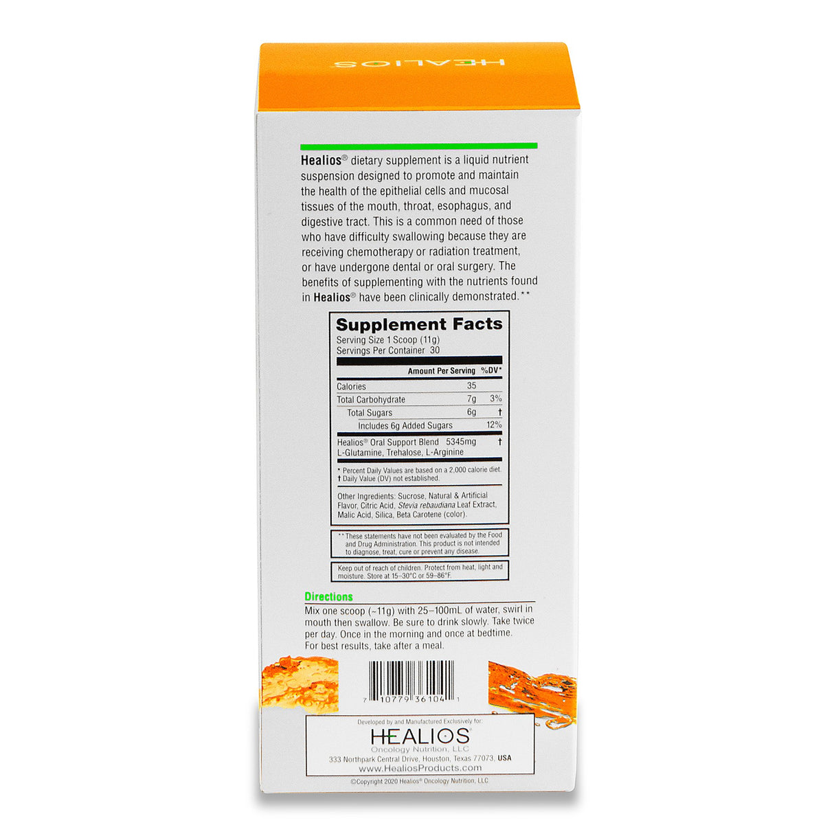 Oral Supplement Healios® Orange Flavor Powder 11.64 oz. Jar - BeHope