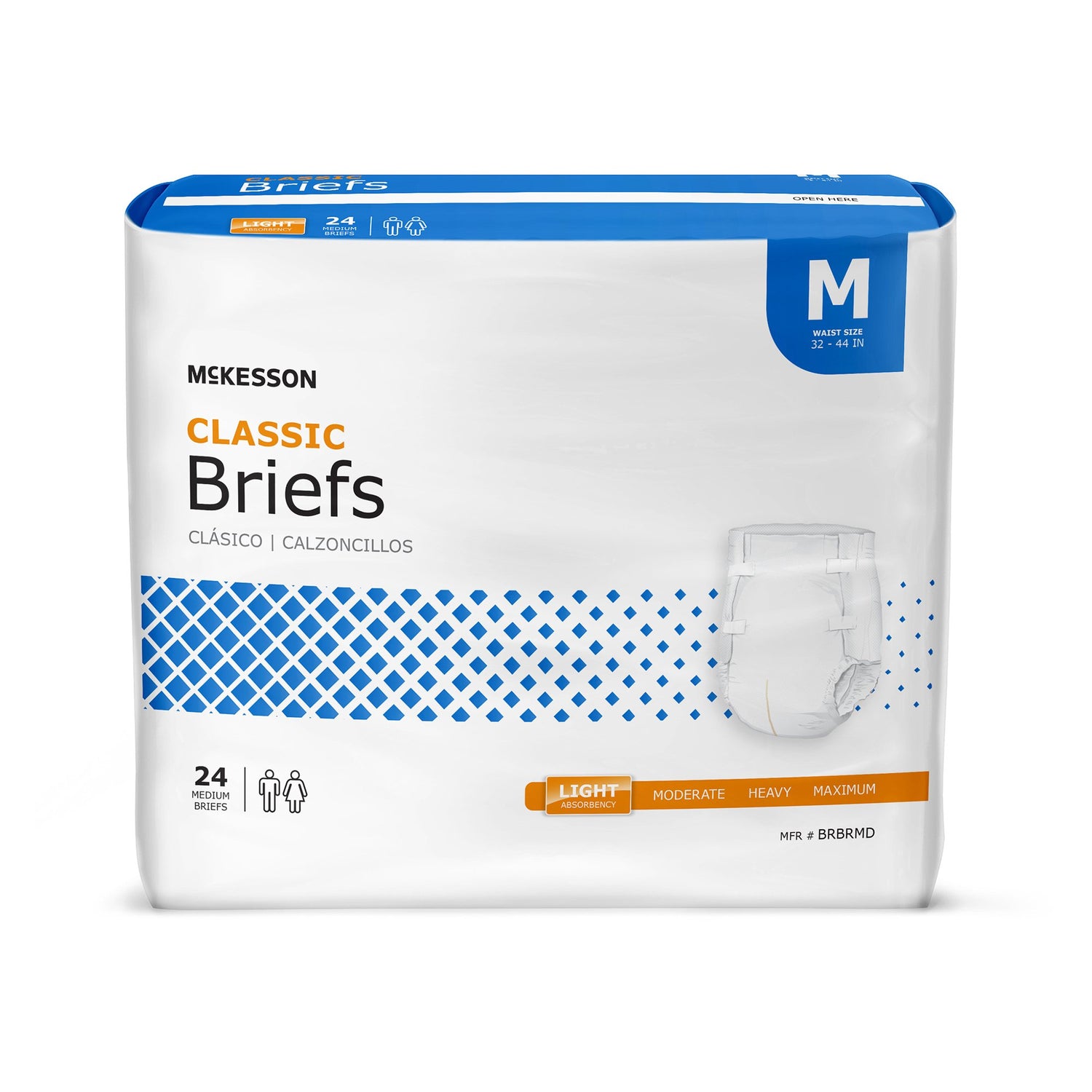 Unisex Adult Incontinence Brief McKesson Classic Medium Disposable Light Absorbency - BeHope