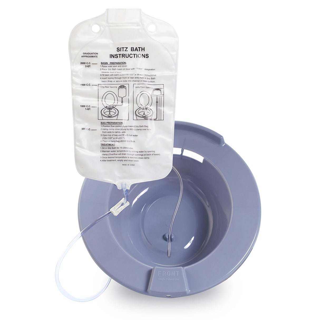 Sitz Bath McKesson Round Gray Plastic 2000 mL Bag Graduated, 500 mL Increments up to 2000 mL - BeHope