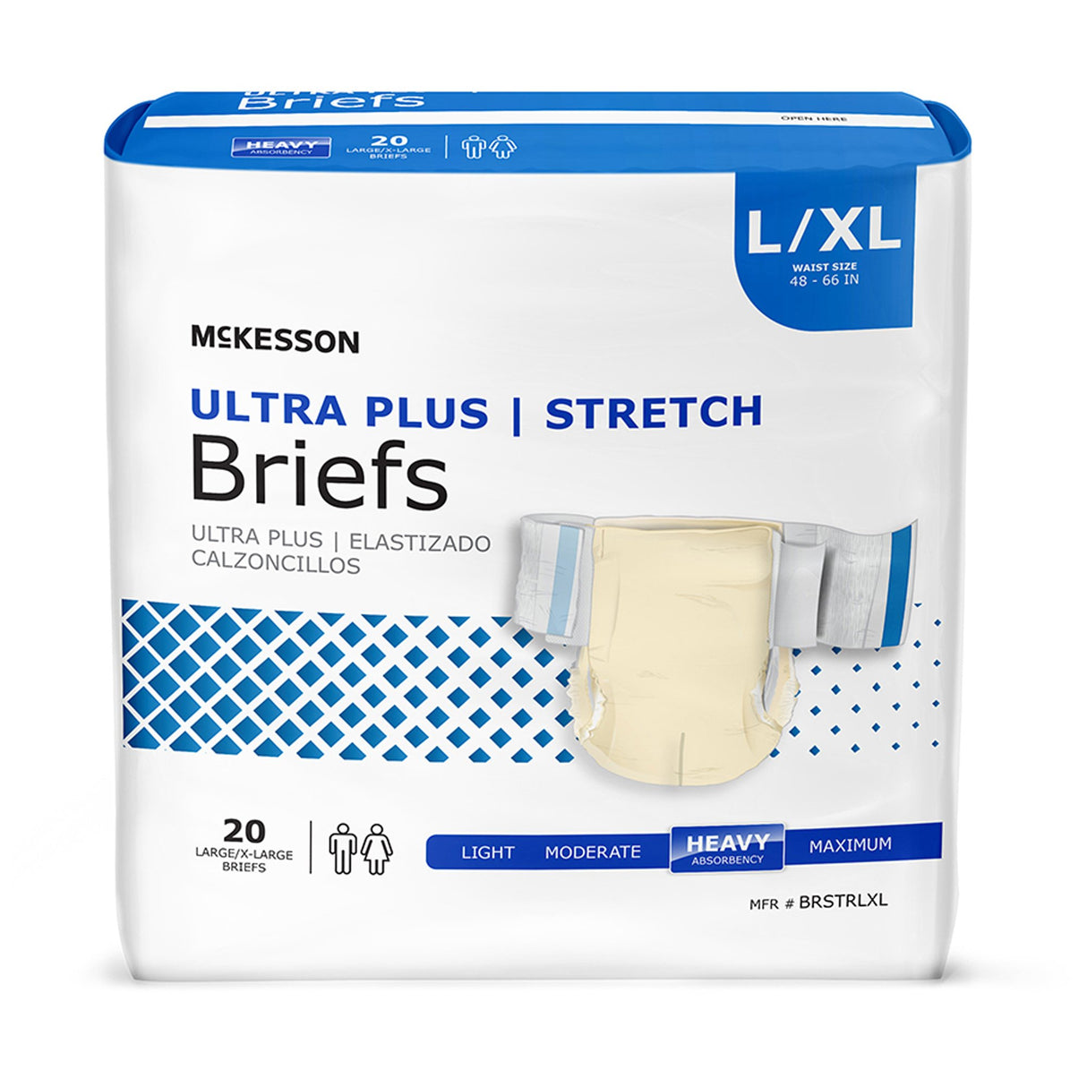 Unisex Adult Incontinence Brief McKesson Ultra Plus Stretch Large / X-Large Disposable Heavy Absorbency - BeHope