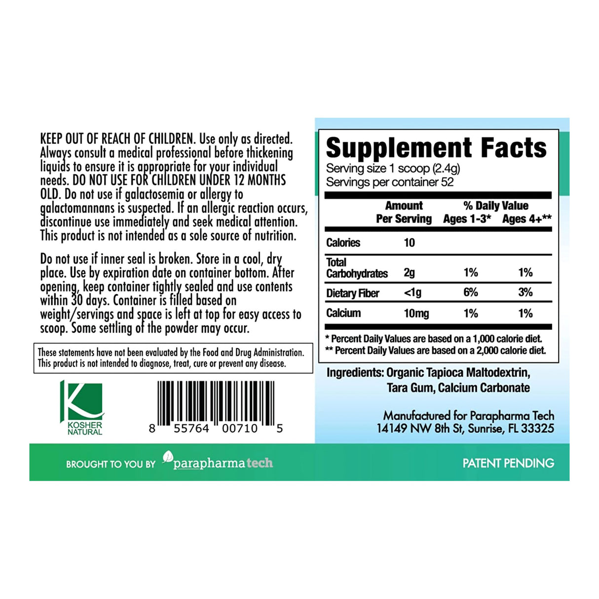 Food and Beverage Thickener purathick™ 4.4 oz. Jar Unflavored Powder IDDSI Level 1 Slightly Thick - BeHope