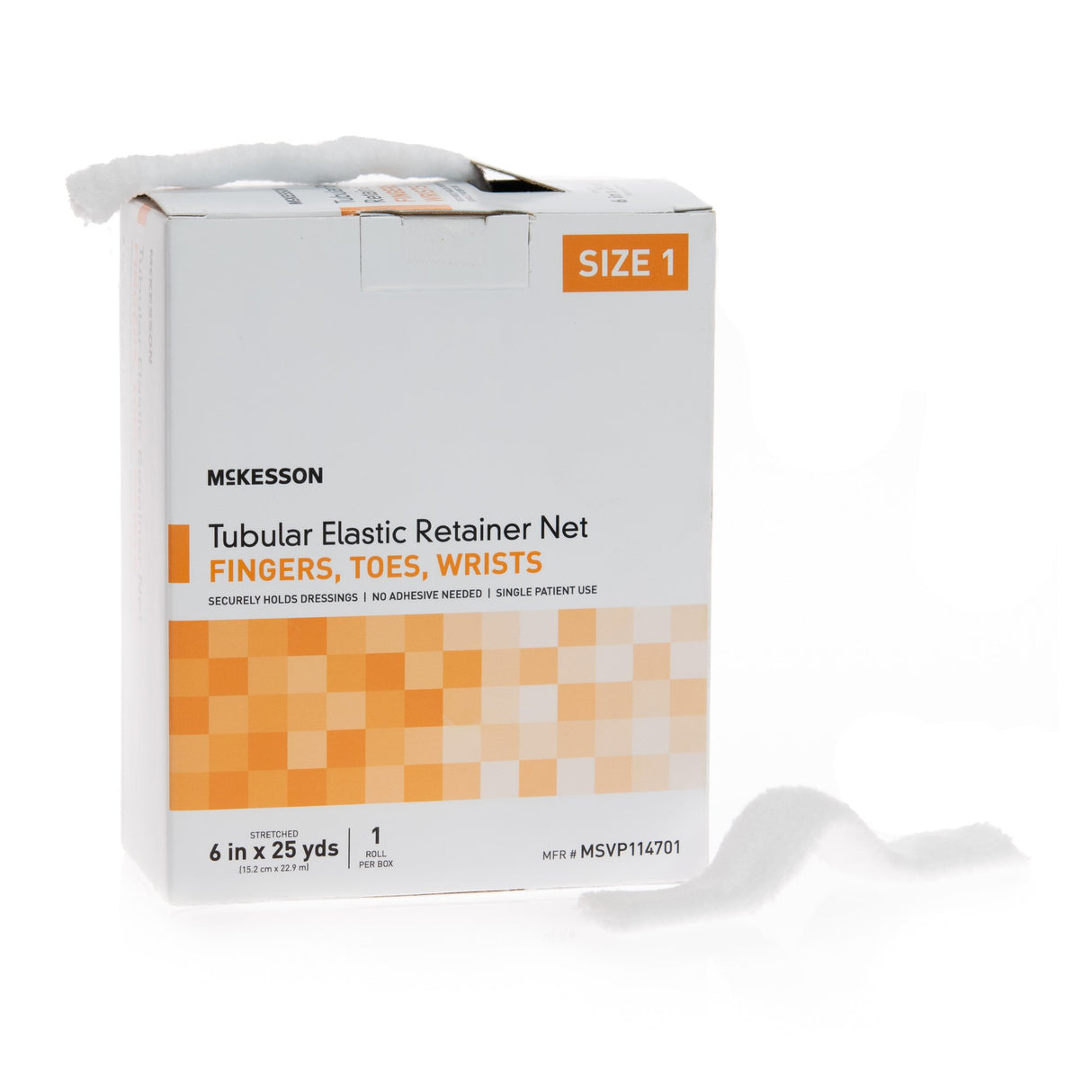 Elastic Net Retainer Dressing McKesson Tubular Elastic 6 Inch X 25 Yard (15.2 cm x 22.9 m) Size 1 White Finger / Toe / Wrist NonSterile - BeHope