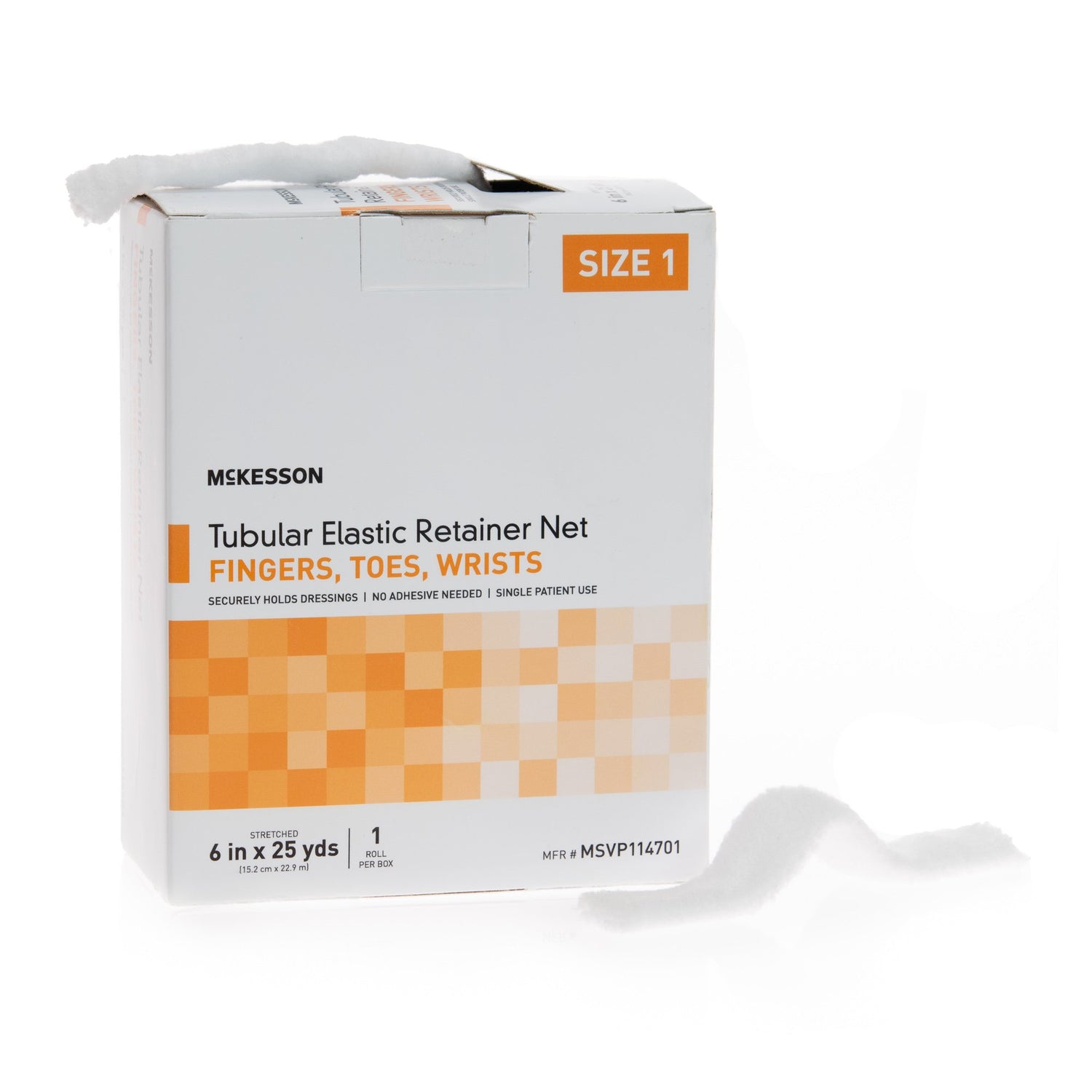 Elastic Net Retainer Dressing McKesson Tubular Elastic 6 Inch X 25 Yard (15.2 cm x 22.9 m) Size 1 White Finger / Toe / Wrist NonSterile - BeHope
