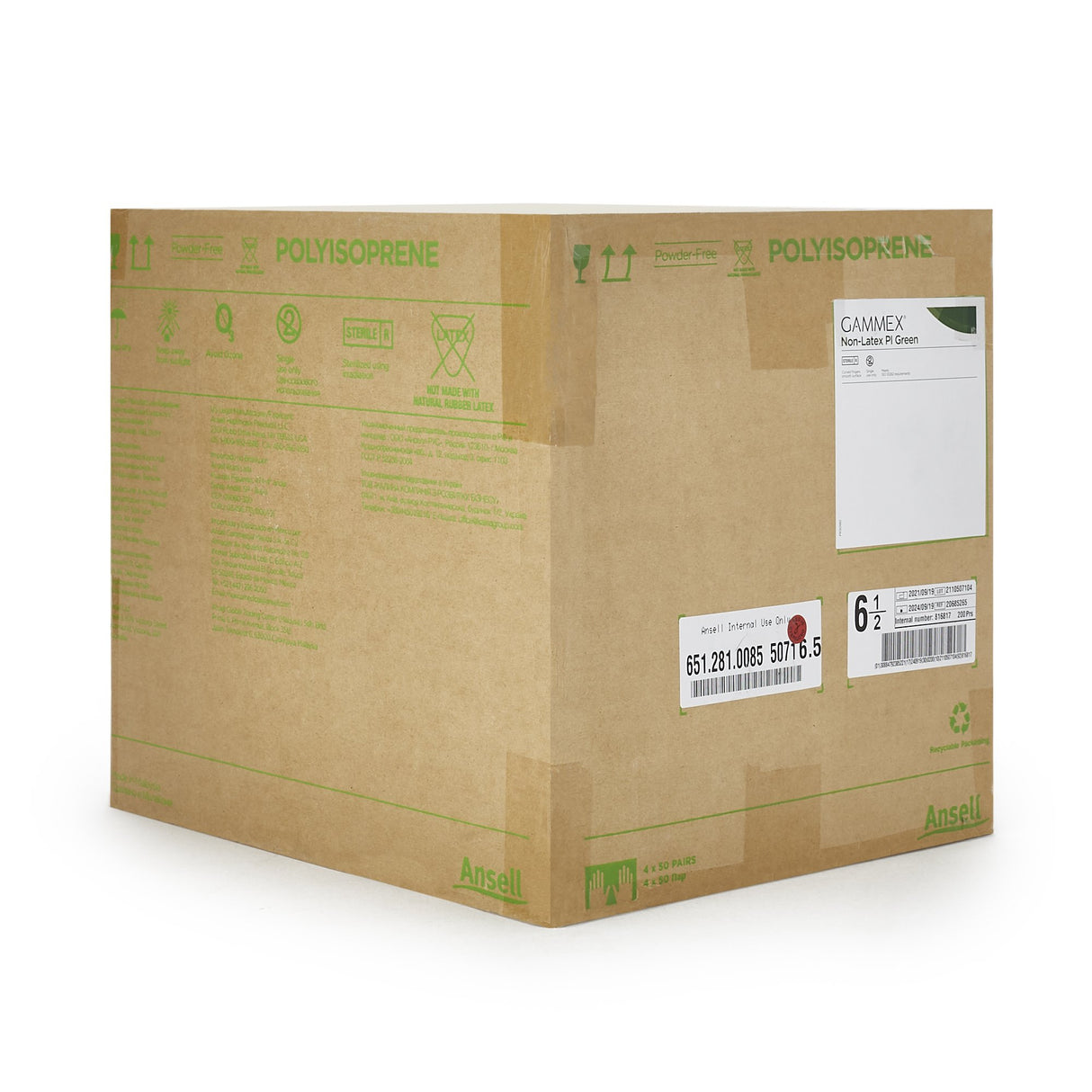 Surgical Glove GAMMEX® Non-Latex PI Green Size 6.5 Sterile Polyisoprene Standard Cuff Length Micro-Textured Light Green Chemo Tested - BeHope