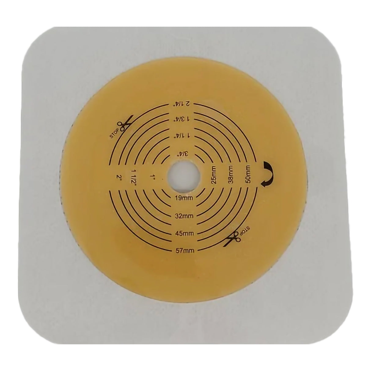 Ostomy Barrier Trim to Fit, Standard Wear Adhesive Tape Collar 70 mm Flange Up to 2-1/4 Inch Opening 5 X 5 Inch - BeHope