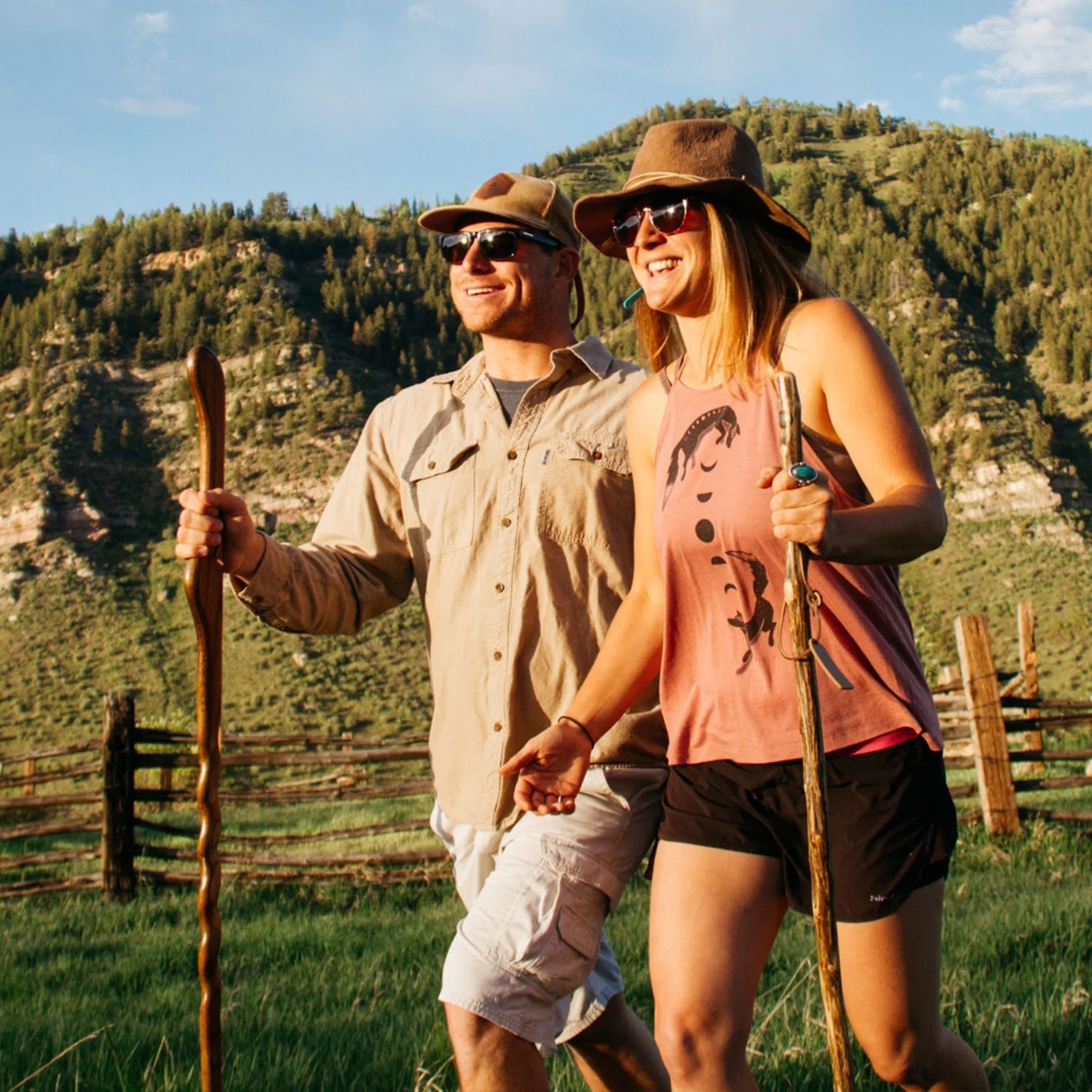 Walking Stick Brazos™ Twisted HitchHiker Wood 58 Inch Height Red Oak - BeHope