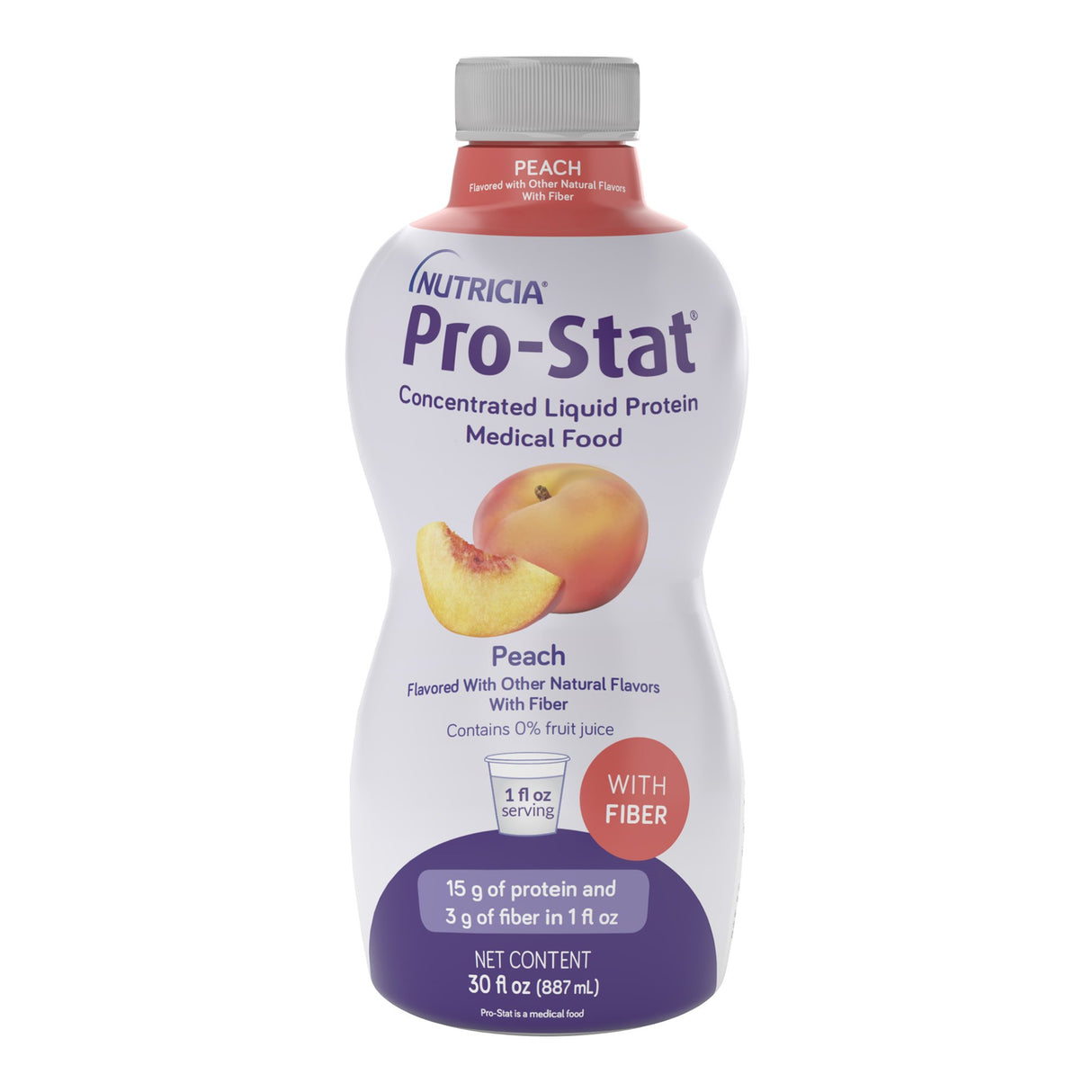 Oral Supplement Pro-Stat® with Fiber Peach Flavor Liquid 30 oz. Bottle - BeHope