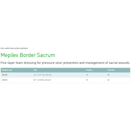 Foam Dressing Mepilex® Border Sacrum 6-1/3 X 7-9/10 Inch With Border Film Backing Silicone Adhesive Sacral Sterile - BeHope