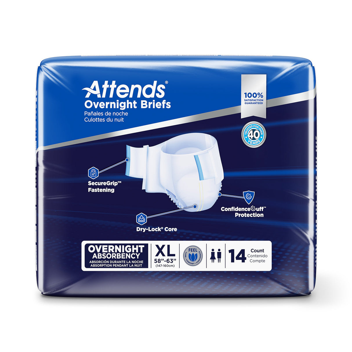 Unisex Adult Incontinence Brief Attends® Overnight X-Large Disposable Heavy Absorbency - BeHope