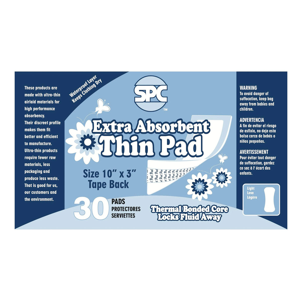 Incontinence Liner SPC 12 Inch Length Moderate Absorbency Thermal Bonded Core One Size Fits Most - BeHope