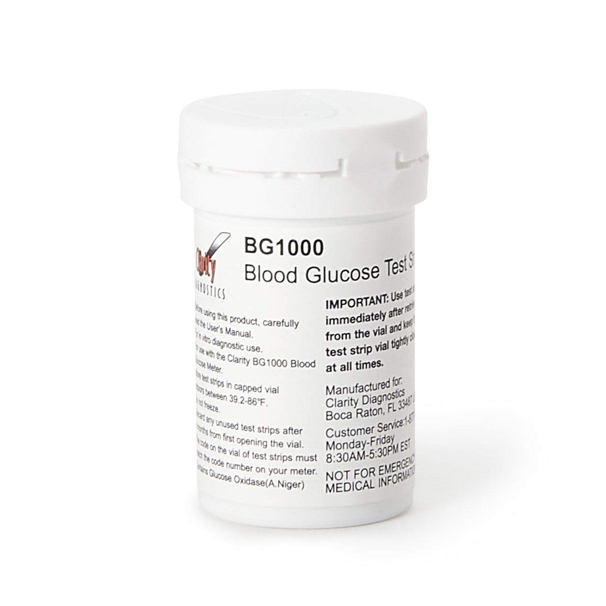 Blood Glucose Test Strips Clarity BG1000 50 Strips per Pack - BeHope