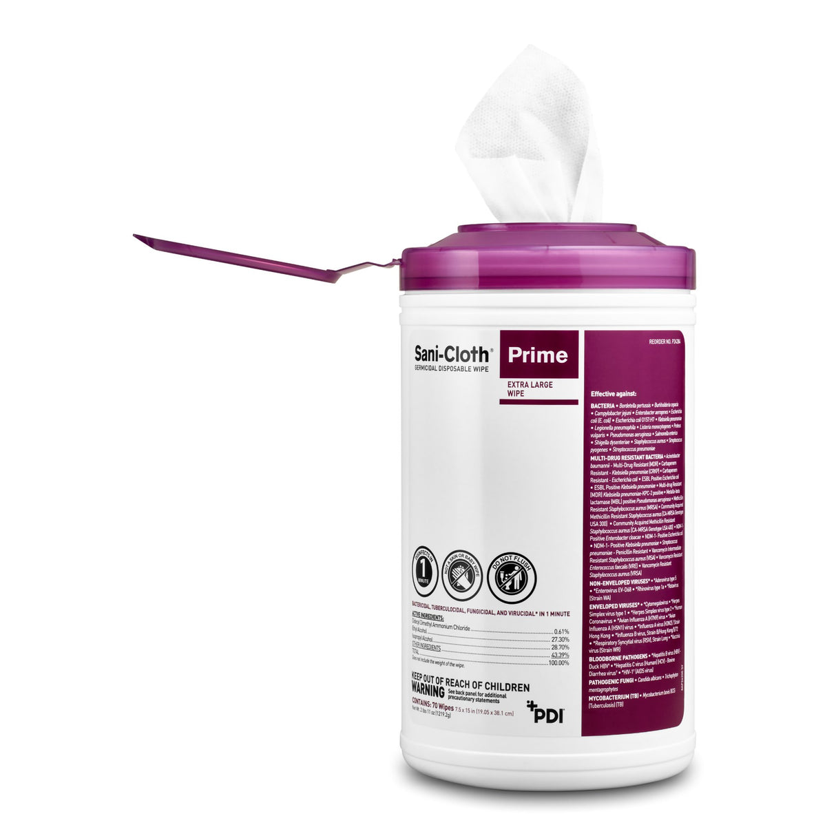 Surface Disinfectant Cleaner Sani-Cloth® Prime Premoistened Germicidal Manual Pull Wipe 70 Count Canister Alcohol Scent NonSterile - BeHope