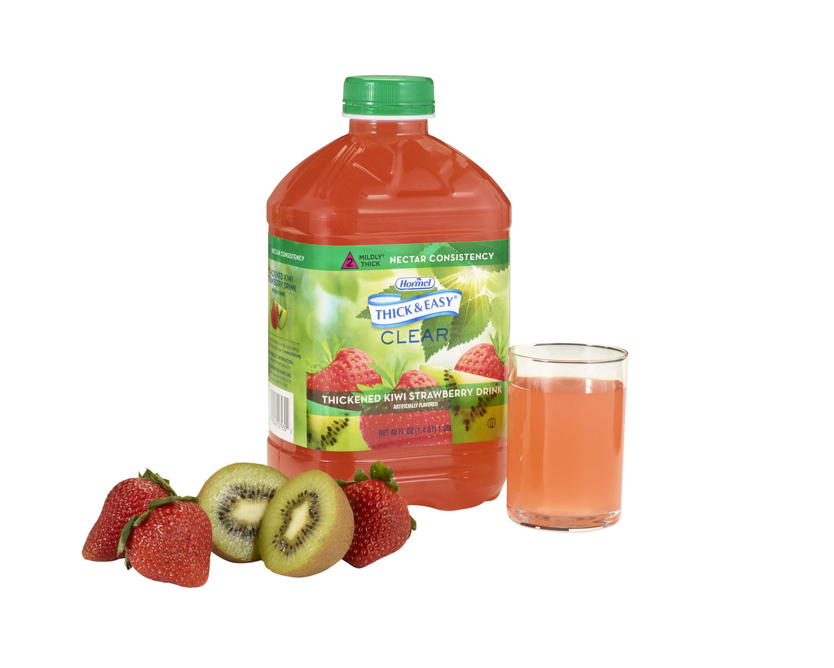 Thickened Beverage Thick & Easy® 46 oz. Bottle Kiwi Strawberry Flavor Liquid IDDSI Level 2 Mildly Thick - BeHope
