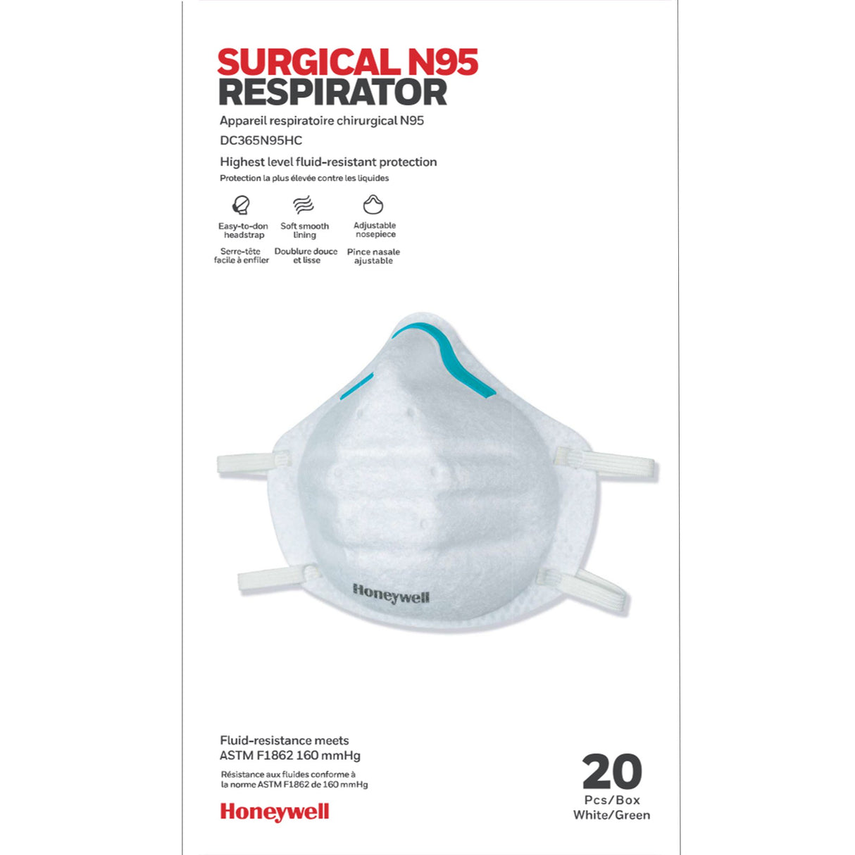 Particulate Respirator / Surgical Mask Honeywell DC365 Medical N95 ASTM F1862 Elastic Strap One Size Fits Most - BeHope