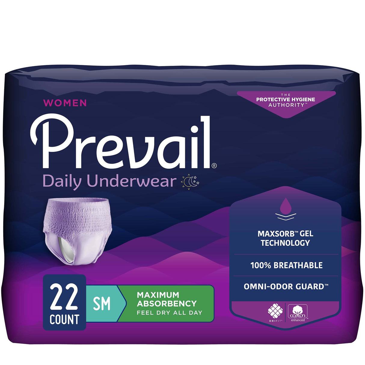 Female Adult Absorbent Underwear Prevail® Daily Underwear Pull On with Tear Away Seams Small Disposable Heavy Absorbency - BeHope