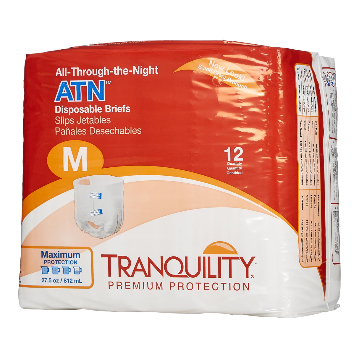 Unisex Adult Incontinence Brief Tranquility® ATN Medium Disposable Heavy Absorbency - BeHope