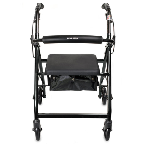 4 Wheel Rollator McKesson Black Adjustable Height / Folding Aluminum Frame - BeHope