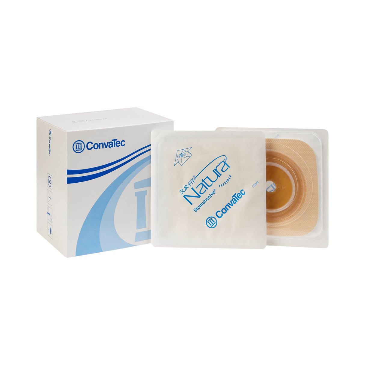 Ostomy Barrier Sur-Fit Natura® Trim to Fit, Standard Wear Stomahesive® Adhesive 45 mm Flange Sur-Fit® Natura® System Hydrocolloid Up to 1 to 1-1/4 Inch Opening 4 X 4 Inch - BeHope
