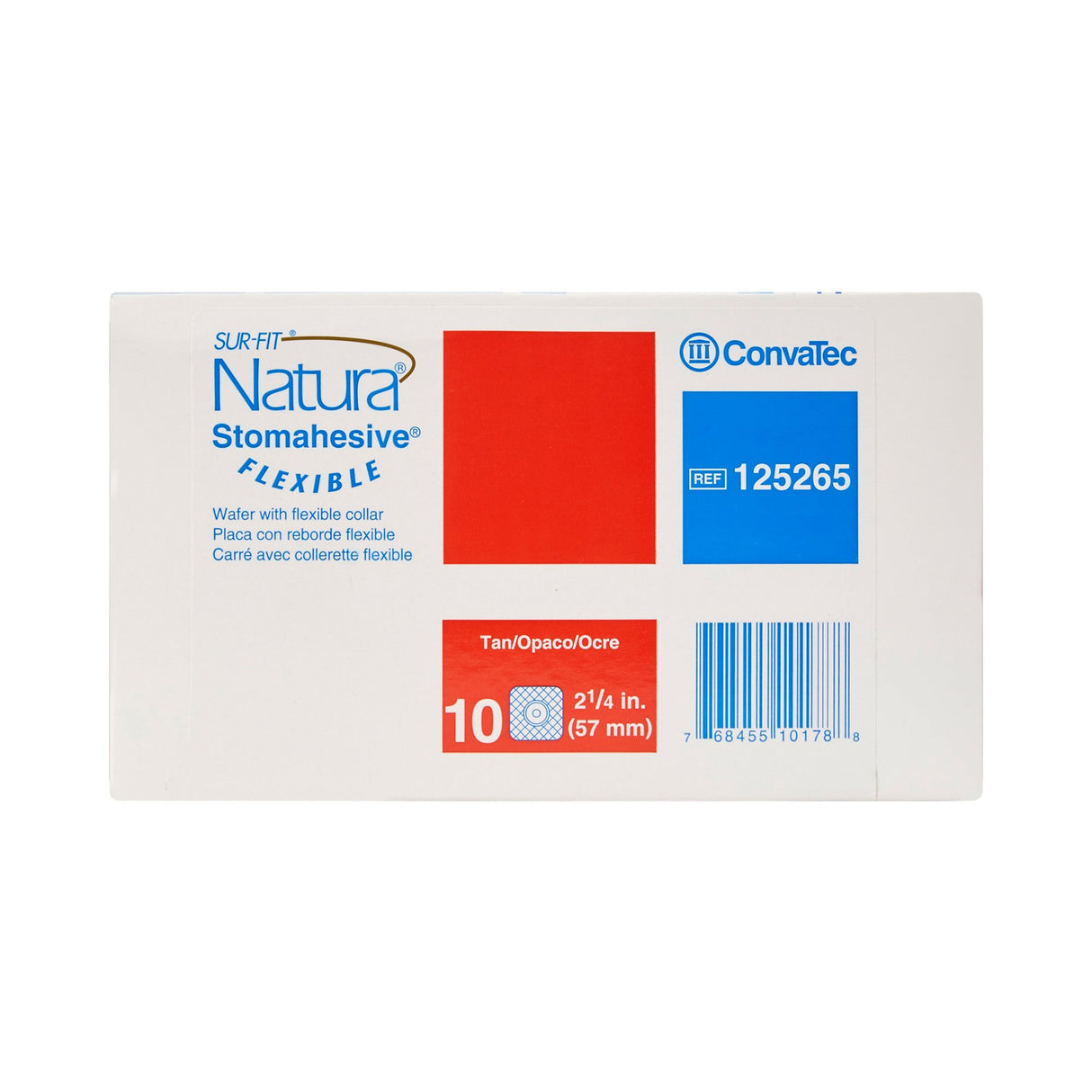 Ostomy Barrier Sur-Fit Natura® Trim to Fit, Standard Wear Stomahesive® Adhesive 57 mm Flange Sur-Fit® Natura® System Hydrocolloid 1-3/8 to 1-3/4 Inch Opening 5 X 5 Inch - BeHope