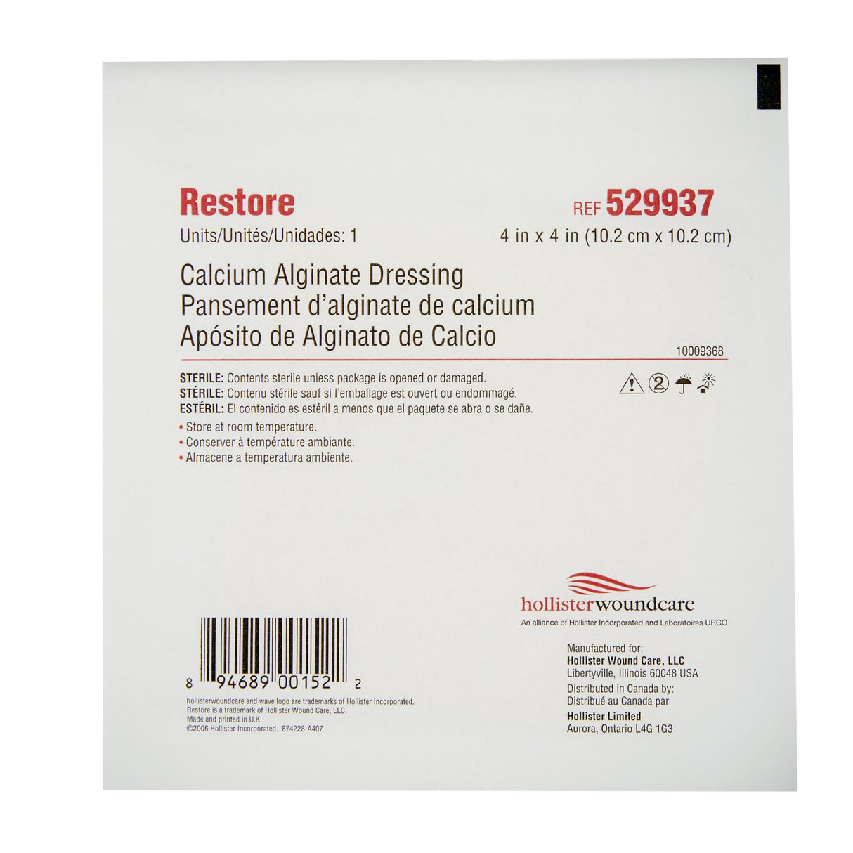 Alginate Dressing Restore™ 4 X 4 Inch Square - BeHope