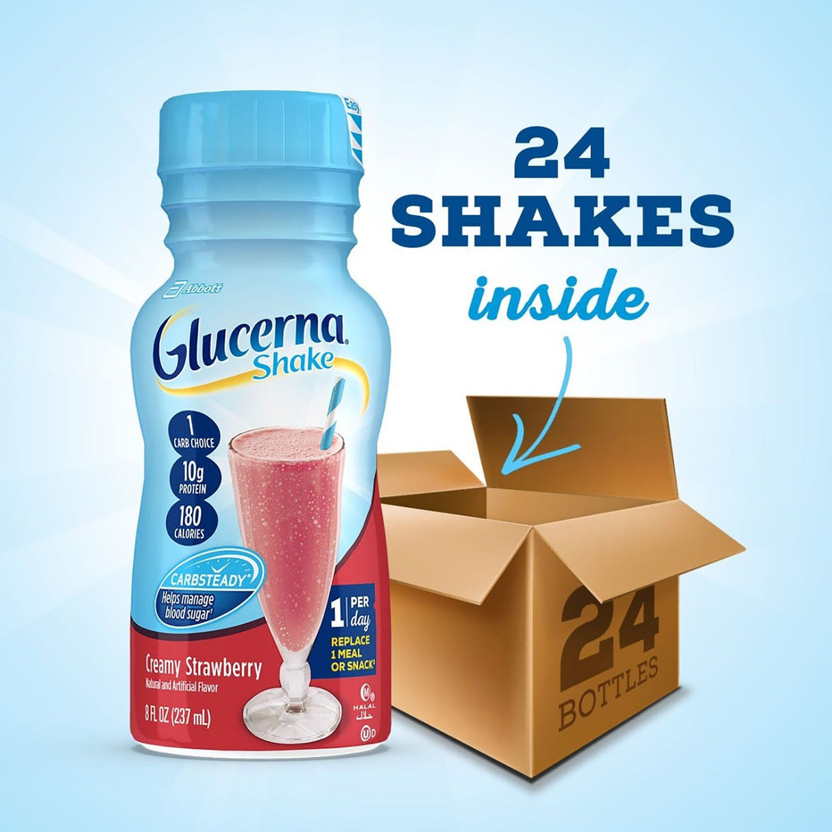 Oral Supplement Glucerna® Original Shake Creamy Strawberry Flavor Liquid 8 oz. Bottle - BeHope