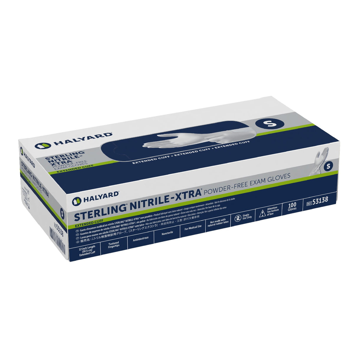 Exam Glove STERLING-XTRA® Small NonSterile Nitrile Extended Cuff Length Textured Fingertips Gray Chemo Tested - BeHope