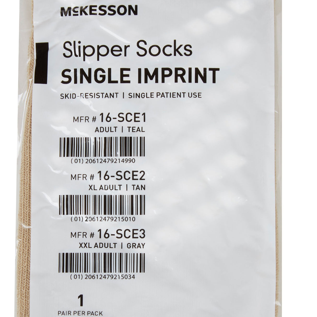 Slipper Socks McKesson Unisex Adult X-Large Single Tread Single Patient Use Tan - BeHope