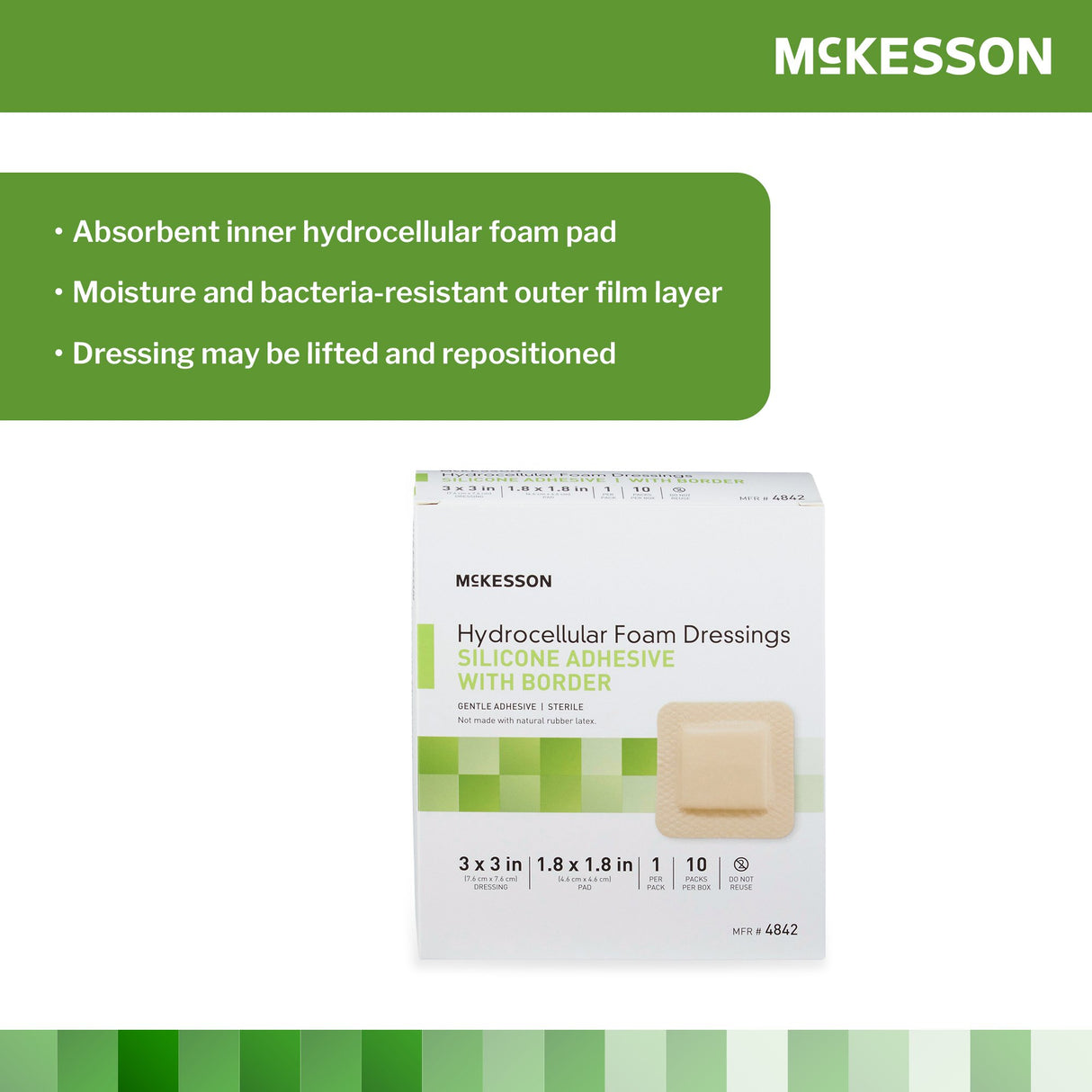 Foam Dressing McKesson 3 X 3 Inch With Border Film Backing Silicone Gel Adhesive Square Sterile - BeHope