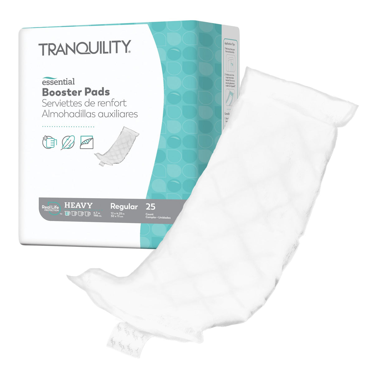 Booster Pad Tranquility Essential 4-1/4 X 12 Inch Heavy Absorbency Super Absorbent Core Regular - BeHope