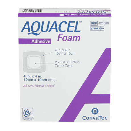 Foam Dressing Aquacel® 4 X 4 Inch With Border Waterproof Film Backing Silicone Adhesive Square Sterile - BeHope