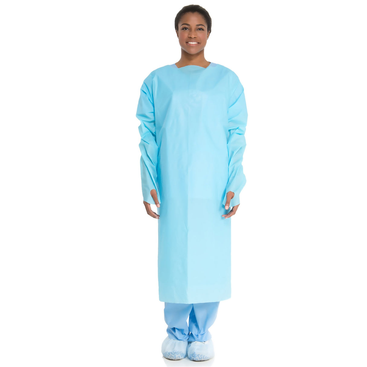 Protective Procedure Gown Halyard One Size Fits Most Blue NonSterile ASTM F1671 Disposable - BeHope