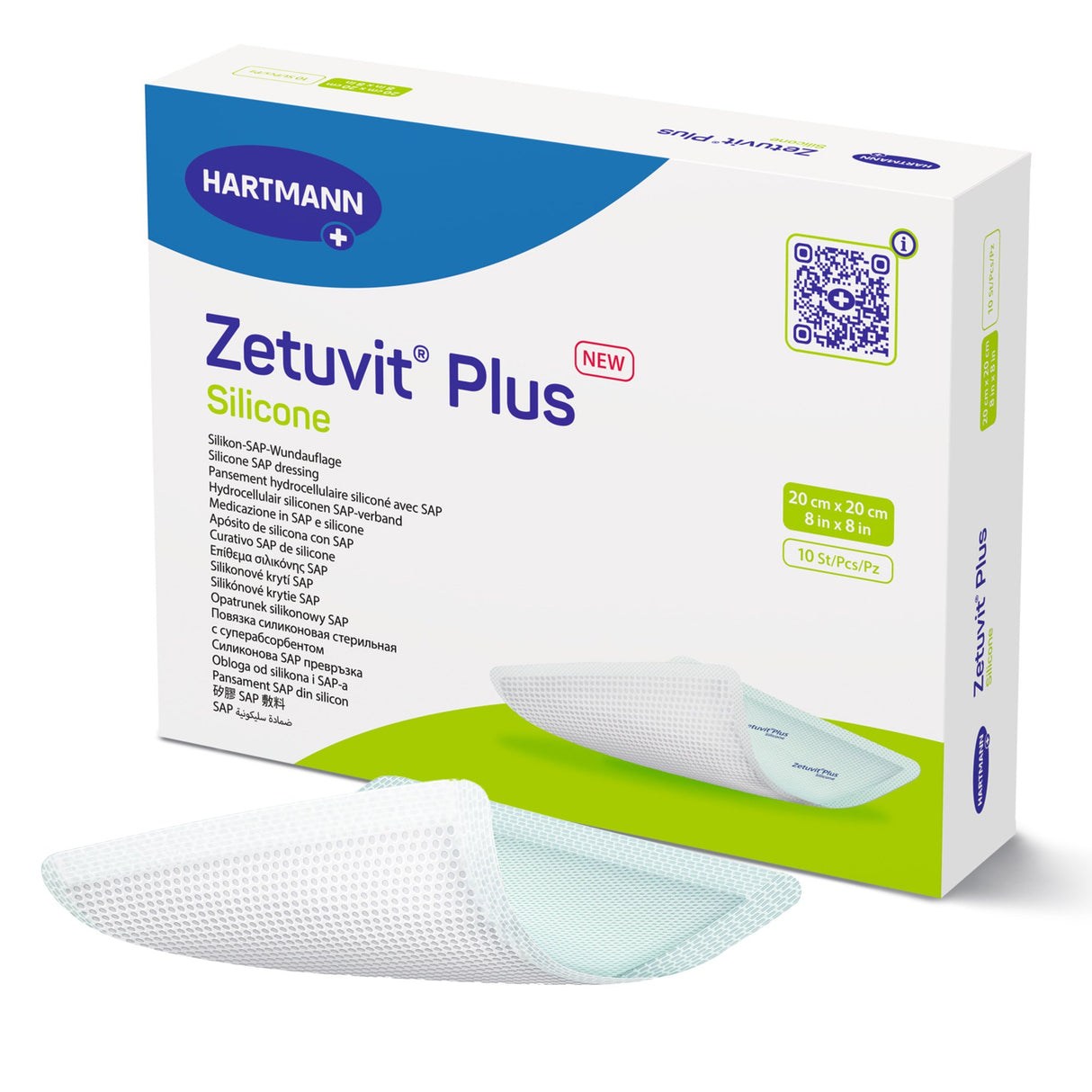 Super Absorbent Dressing Zetuvit® Plus Silicone Silicone Adhesive 8 X 8 Inch Square - BeHope