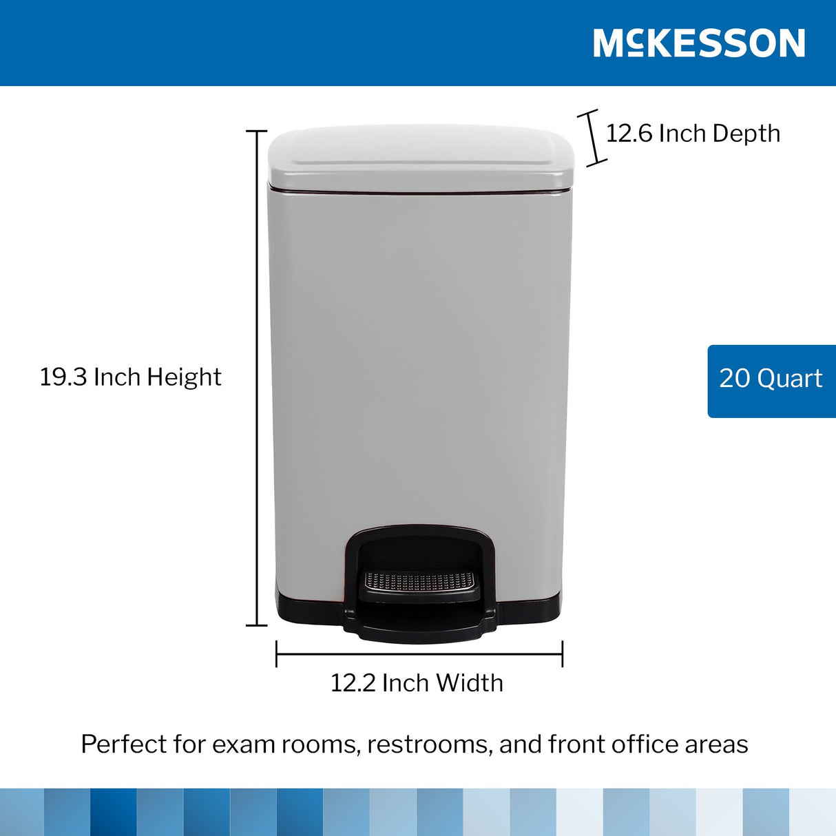 Trash Can McKesson 20 Quart / 5 gal. White Metal Square - BeHope