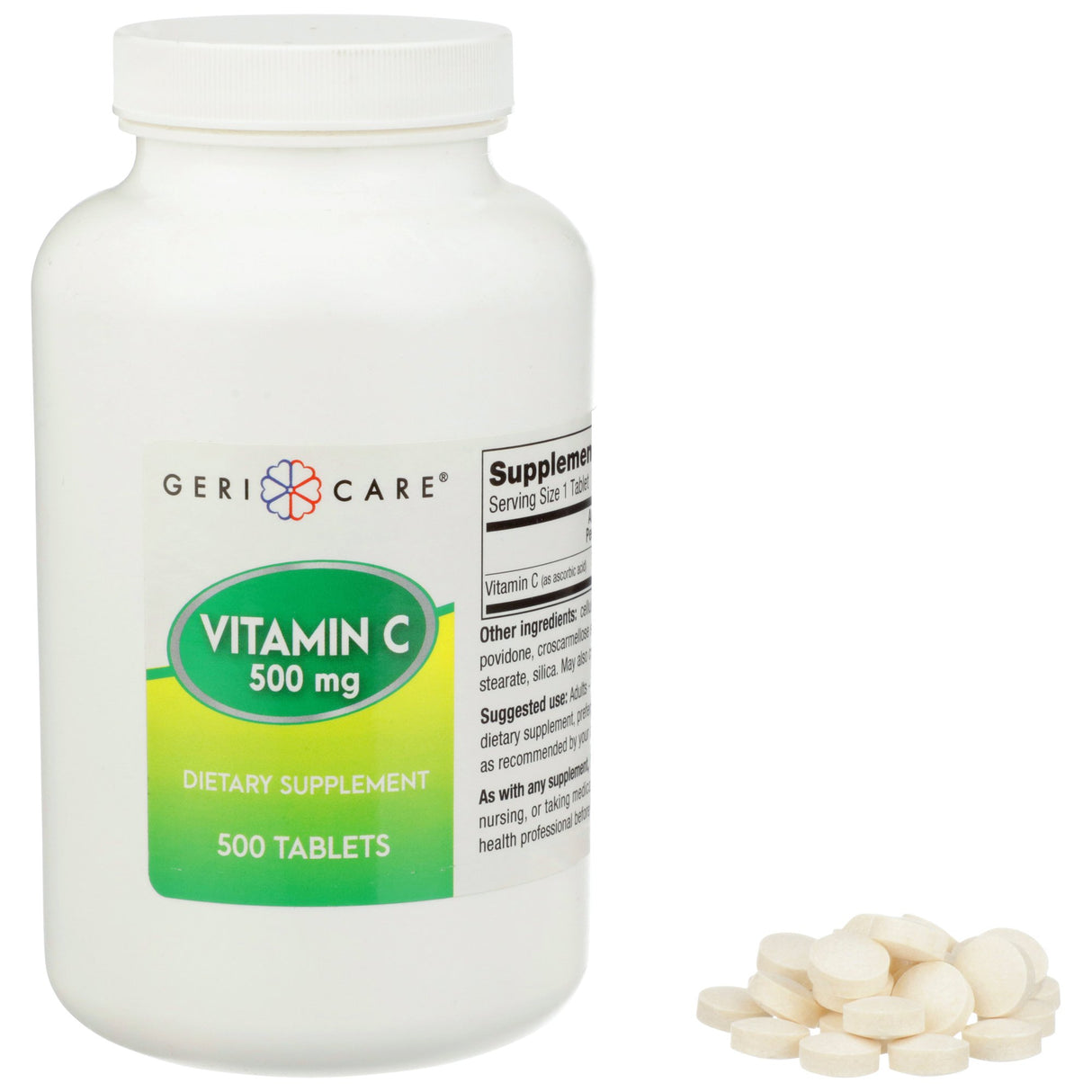 Vitamin C Supplement Geri-Care® Ascorbic Acid 500 mg Strength Tablet 500 per Bottle - BeHope