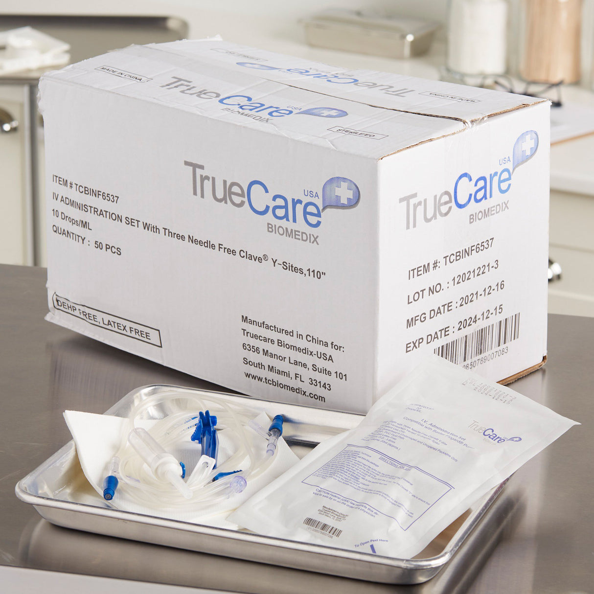 IV Pump Set McKesson Pump 3 Ports 10 Drops / mL Drip Rate Without Filter 110 Inch Tubing Solution Without Flow Regulator - BeHope