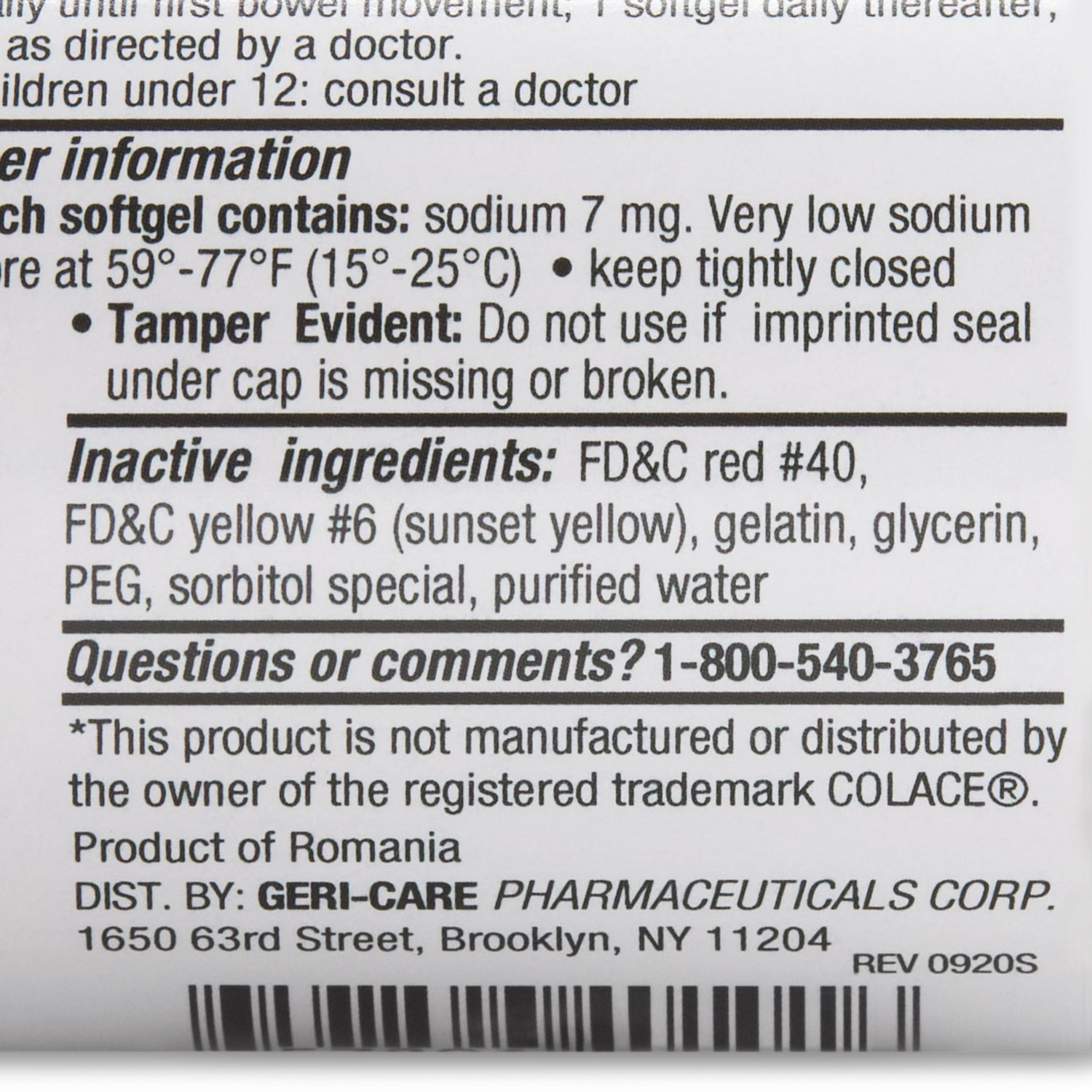 Stool Softener Geri-Care® Softgel 100 per Bottle 100 mg Strength Docusate Sodium - BeHope