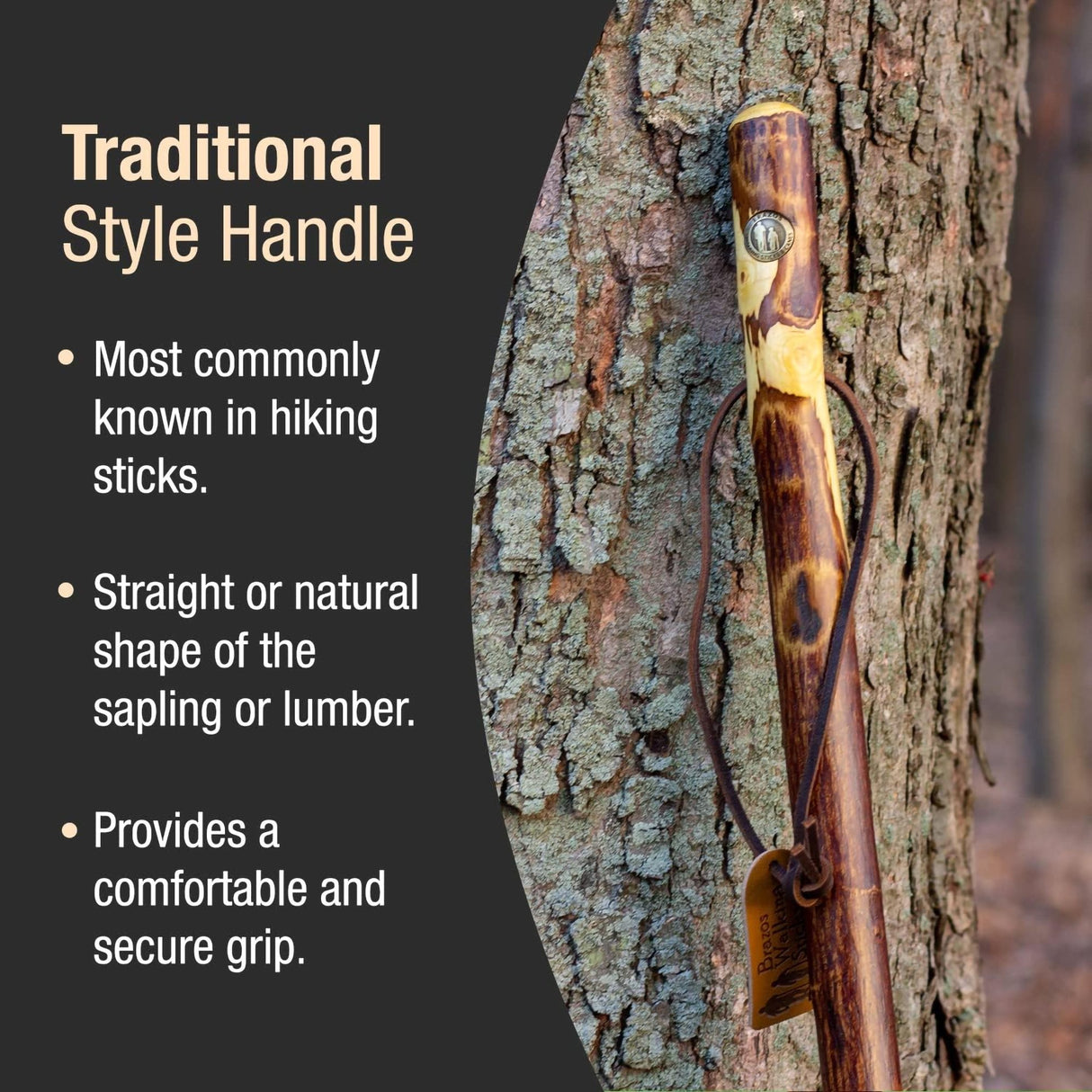 Walking Stick Brazos™ Free Form Wood 48 Inch Height Hawthorn - BeHope