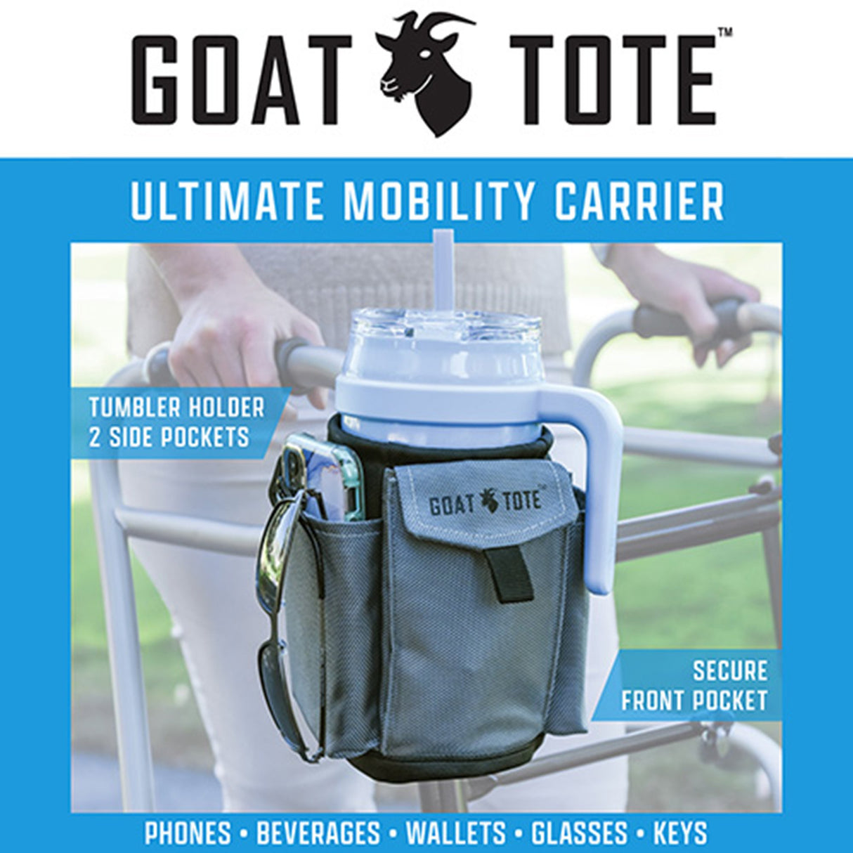 Goat Tote Mobility Tote Bag For Rollator / Walker / Wheelchair - BeHope