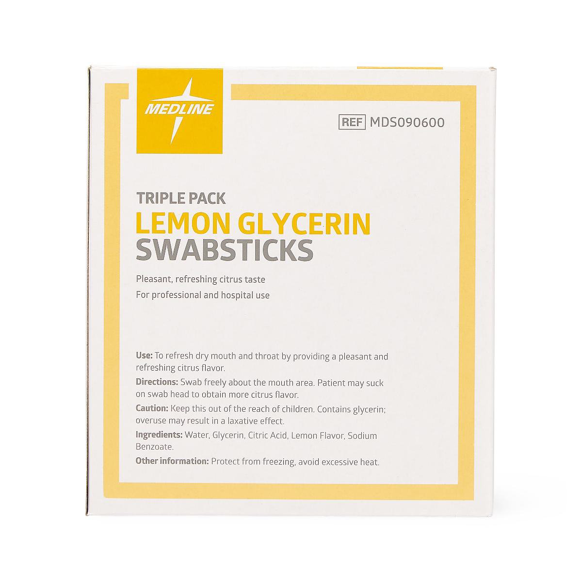 Lemon Glycerin Swabstick Medline Rayon Tip 3 Per Pack