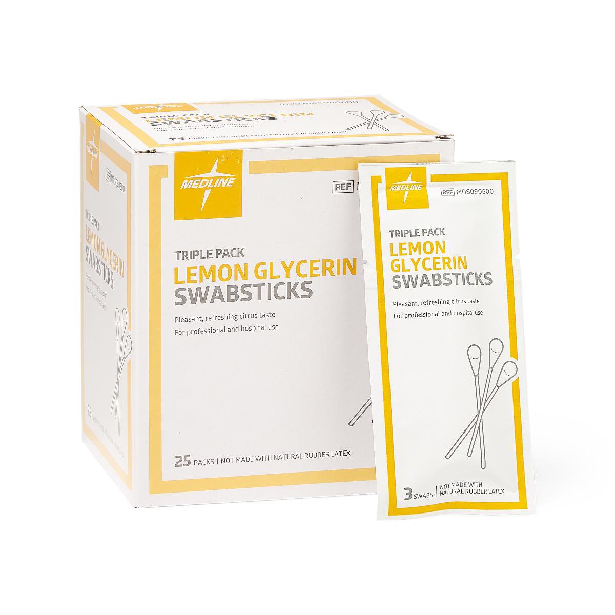 Lemon Glycerin Swabstick Medline Rayon Tip 3 Per Pack