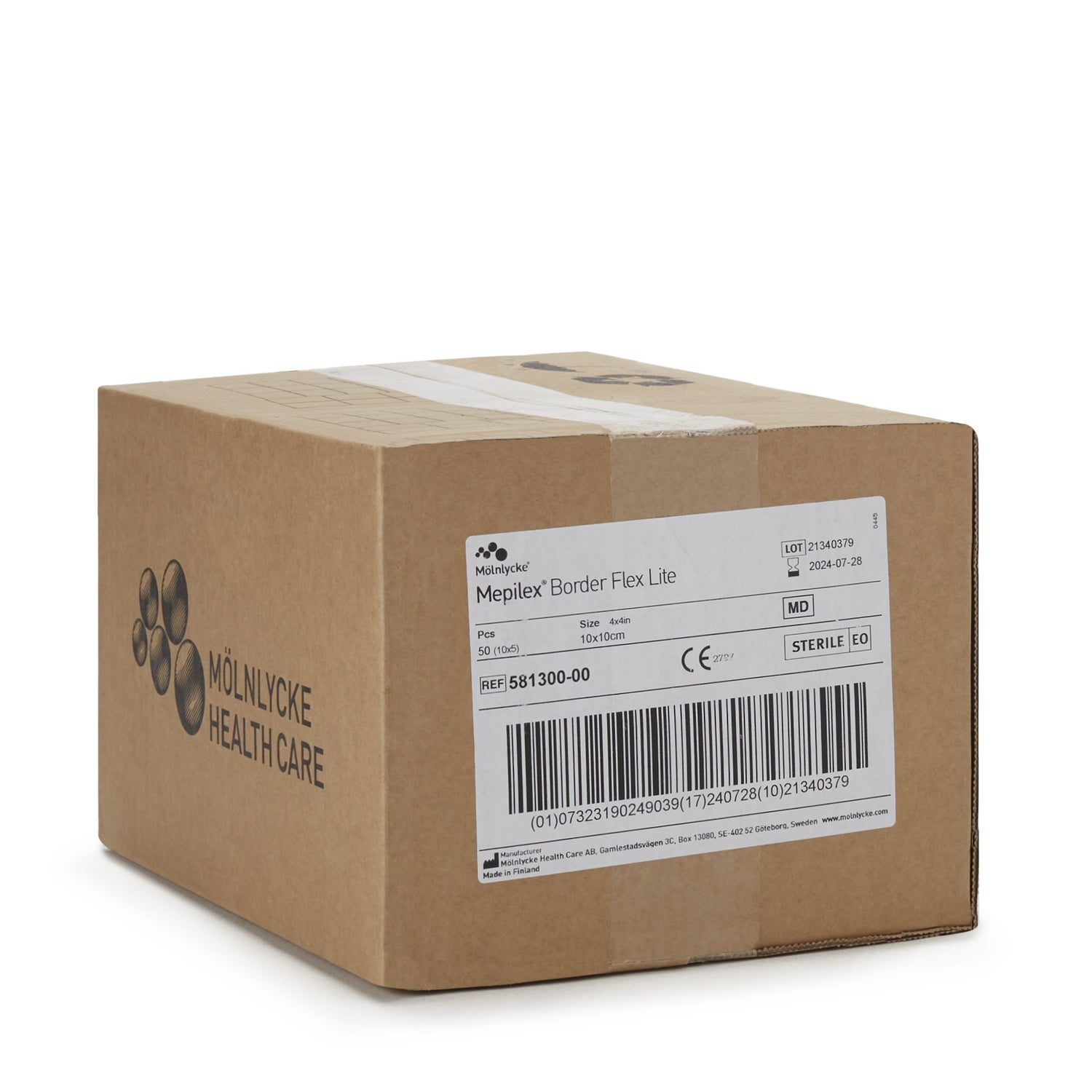 Thin Foam Dressing Mepilex® Border Flex Lite 4 X 4 Inch With Border Film Backing Silicone Adhesive Square Sterile - BeHope