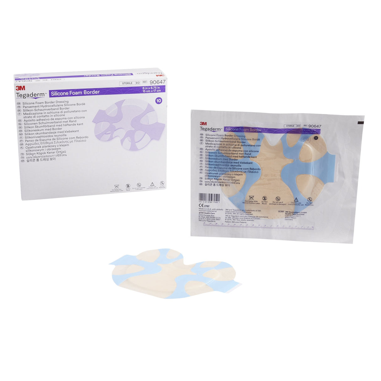 Foam Dressing 3M™ Tegaderm™ 6 X 6-3/4 Inch With Border Film Backing Silicone Adhesive Sacral Sterile - BeHope